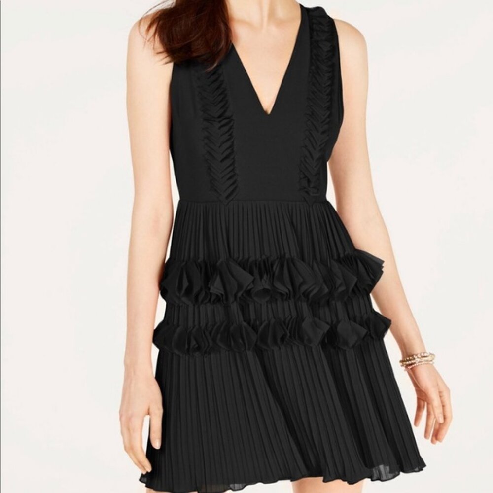 Foxiedox | Pleated Applique Ruffled Dress